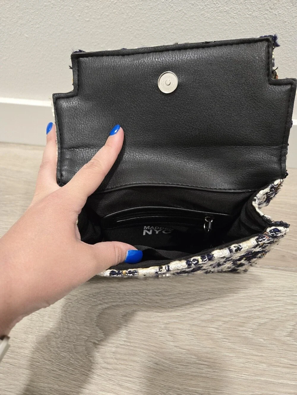 Madden NYC Navy & White plaid Handbag